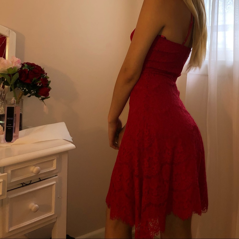 Red lace dress